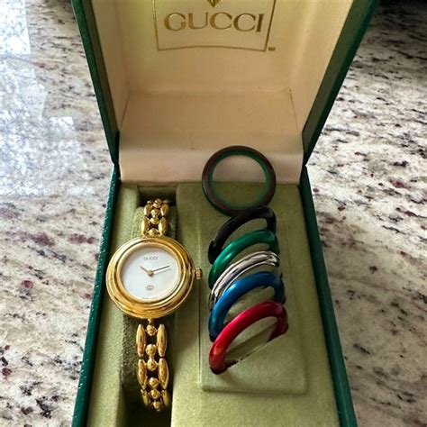 gucci changeable bezel watch|vintage gucci watch with bezels.